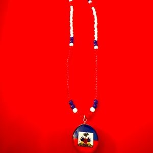 Haiti Flag beaded necklace